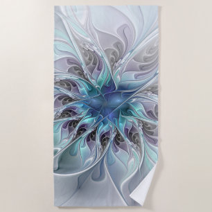 Bloei Abstracte Moderne Fractale Bloem Met Blauwe Strandlaken