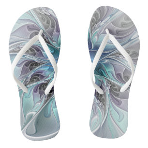 Bloei Abstracte Moderne Fractale Bloem Met Blauwe Teenslippers