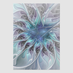Bloei Abstracte Moderne Fractale Bloem Met Blauwe Tissuepapier