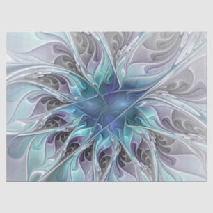 Bloei Abstracte Moderne Fractale Bloem Met Blauwe Tissuepapier