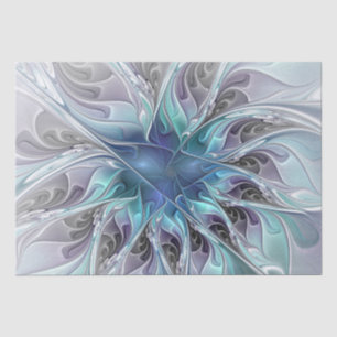 Bloei Abstracte Moderne Fractale Bloem Met Blauwe Tissuepapier