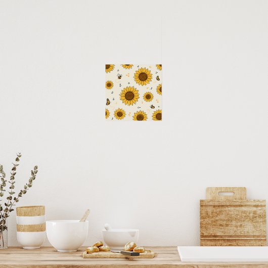 Bloei als een zonnebloem poster (Keuken)