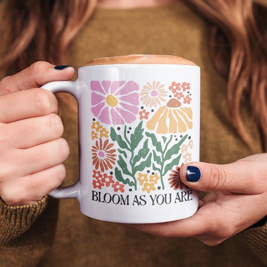 Bloei als je bent Boho Floral Inspirerend Quote Koffiemok