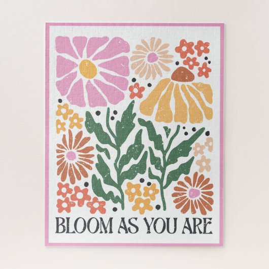 Bloei als je bent Boho Floral Inspirerend Quote Legpuzzel (Verticaal)
