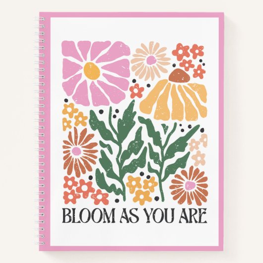 Bloei als je bent Boho Floral Inspirerend Quote Notitieboek (Voorkant)