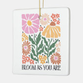 Bloei als je bent Boho Floral Quote Kerstmis Keramisch Ornament (Links)
