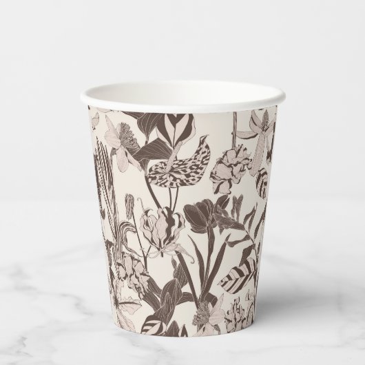 Bloei betegelde siertextuur met bloemen. papieren bekers (Achterkant)