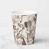 Bloei betegelde siertextuur met bloemen. papieren bekers (Links)