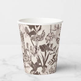 Bloei betegelde siertextuur met bloemen. papieren bekers