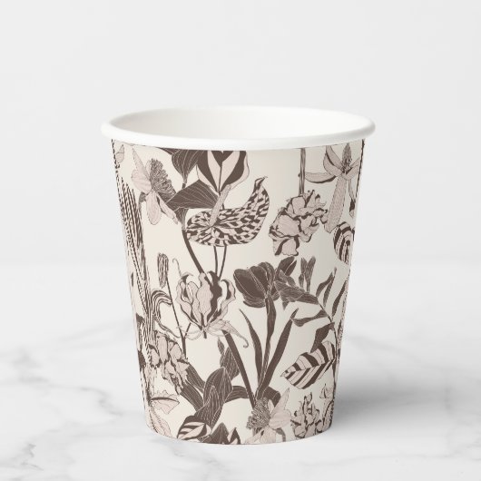 Bloei betegelde siertextuur met bloemen. papieren bekers (Voorkant)