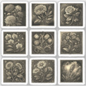 Bloei Bloemen Postzegels Tekening Goud Sticker (Voorkant)
