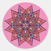 Bloei Boho Mandala Ronde Sticker (Voorkant)