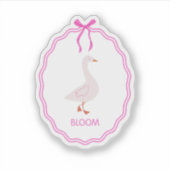 Bloei Cute Gans met Roze Lint Frame Sticker (Voorkant)