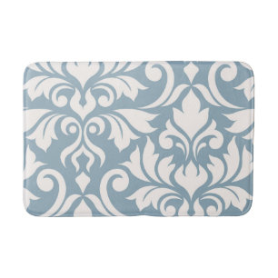 Bloei Damask Art I Cream op Blauw Badmat
