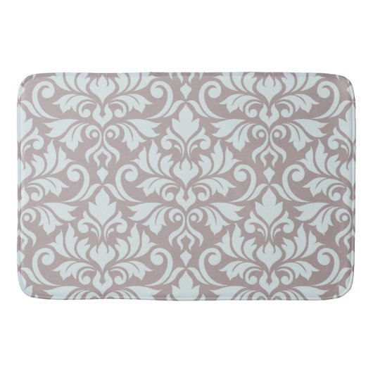 Bloei Damask LG Pattern Ei Blauw op Taupe Badmat (Voorkant)