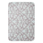 Bloei Damask LG Pattern Ei Blauw op Taupe Badmat (Voorkant Verticaal)