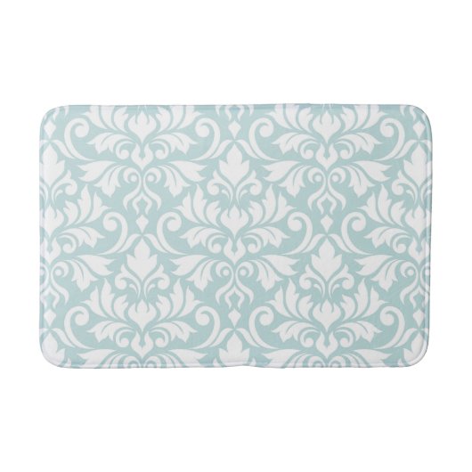 Bloei Damask LG Pattern Wit op Duck Egg Blue Badmat (Voorkant)