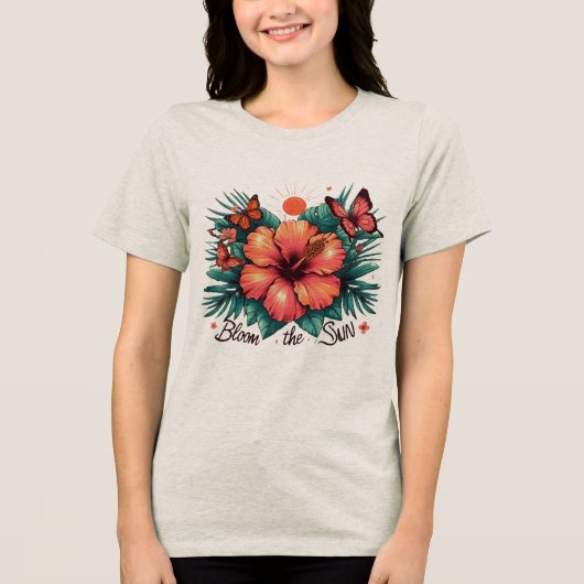 Bloei de zon Tri-Blend shirt (Voorkant)