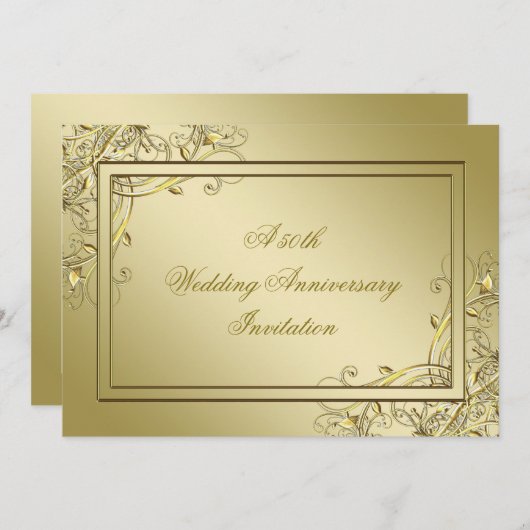 Bloei Goud 50ste Huwelijksjubileum Kaart (Voorkant / Achterkant)