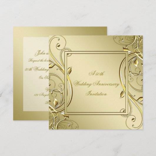 Bloei Goud 50ste Huwelijksverjaardag Kaart (Voorkant / Achterkant)