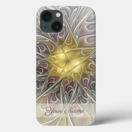 Bloei Goud Modern Abstract Fractale Bloem Naam Case-Mate iPhone Case