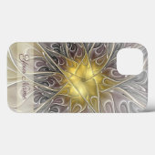 Bloei Goud Modern Abstract Fractale Bloem Naam Case-Mate iPhone Case (Achterkant (horizontaal))