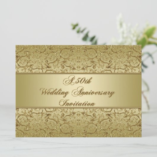 Bloei Gouden 50ste Trouwdag Kaart (Staand voorkant)