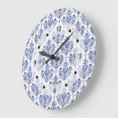 Bloei het Patroon van het Damast - blauw Grote Klok (Hoek)