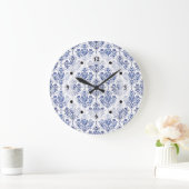 Bloei het Patroon van het Damast - blauw Grote Klok (Huis)