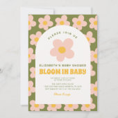 Bloei in baby Groen roze Groovy baby shower Kaart (Voorkant)