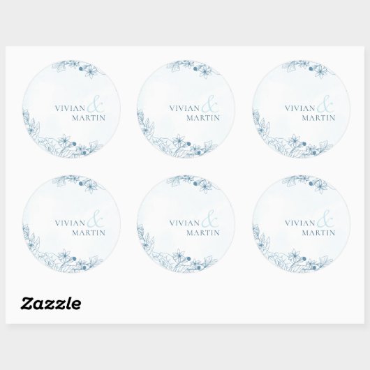 Bloei in de winter bruiloft ronde sticker (Vel)