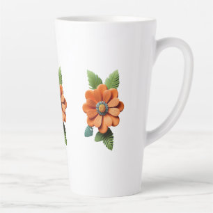 Bloei in Ember Papercut Bloemblaadjes Middernacht Latte Mok