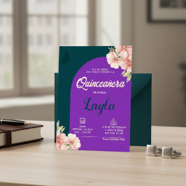 Bloei in Quinceañera! Boho Floral Mis Quince Kaart