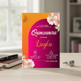 Bloei in Quinceañera! Boho Floral Mis Quince Kaart