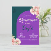 Bloei in Quinceañera! Boho Floral Mis Quince Kaart (Staand voorkant)