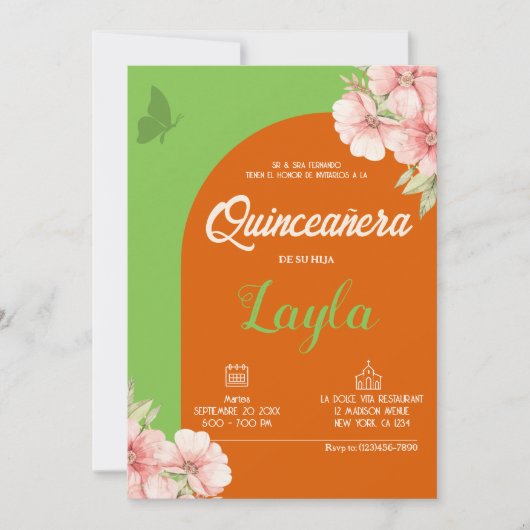 Bloei in Quinceañera! Boho Floral Mis Quince Kaart (Voorkant)