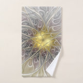 Bloei met gouden moderne abstracte fractalbloem bad handdoek (Handdoek)