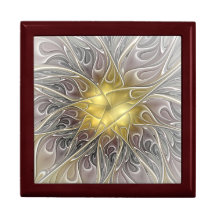 Bloei met gouden moderne abstracte fractalbloem