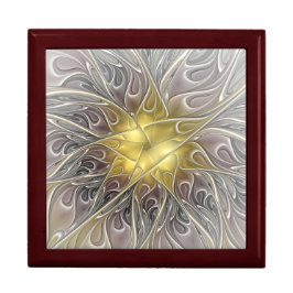 Bloei met gouden moderne abstracte fractalbloem cadeaudoosje