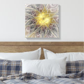 Bloei met gouden moderne abstracte fractalbloem canvas afdruk (Insitu (Slaapkamer))