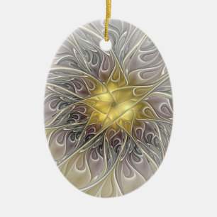 Bloei met gouden moderne abstracte fractalbloem keramisch ornament