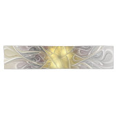 Bloei met gouden moderne abstracte fractalbloem korte tafelloper (Horizontaal)