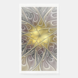 Bloei met gouden moderne abstracte fractalbloem servet