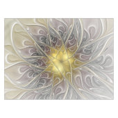 Bloei met gouden moderne abstracte fractalbloem tafelkleed (Voorkant (Horizontaal))