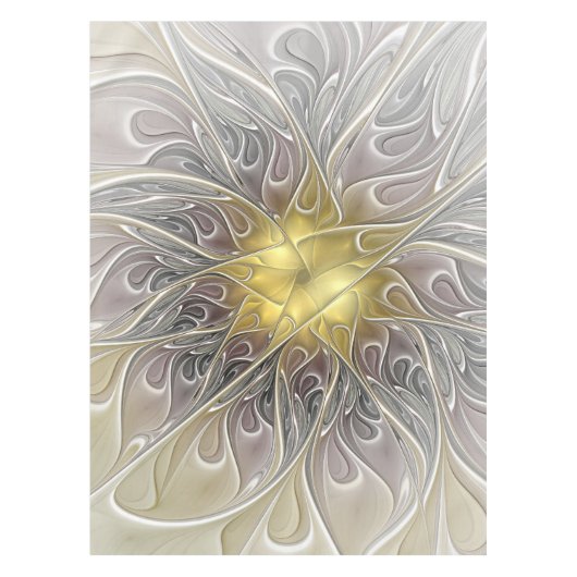 Bloei met gouden moderne abstracte fractalbloem tafelkleed (Voorkant)