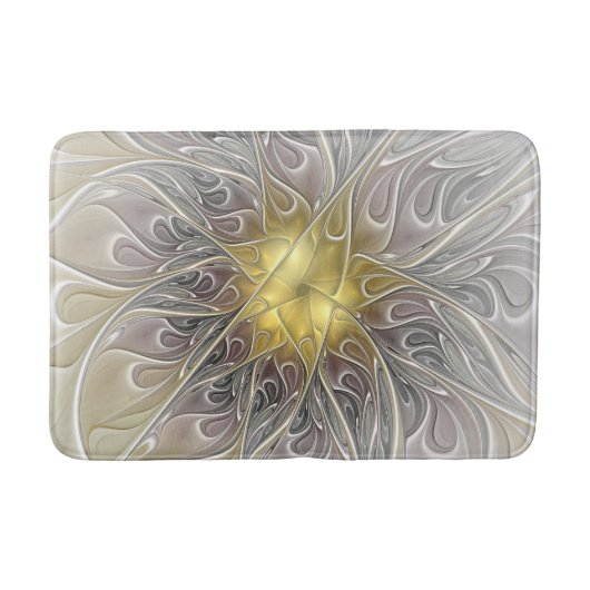 Bloei met gouden moderne abstracte fractale bloem badmat (Voorkant)