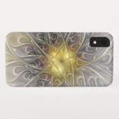 Bloei met gouden moderne abstracte fractale bloem Case-Mate iPhone case (Achterkant (horizontaal))