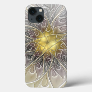 Bloei met gouden moderne abstracte fractale bloem iPhone 13 hoesje