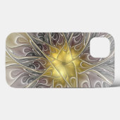 Bloei met gouden moderne abstracte fractale bloem Case-Mate iPhone case (Achterkant (horizontaal))