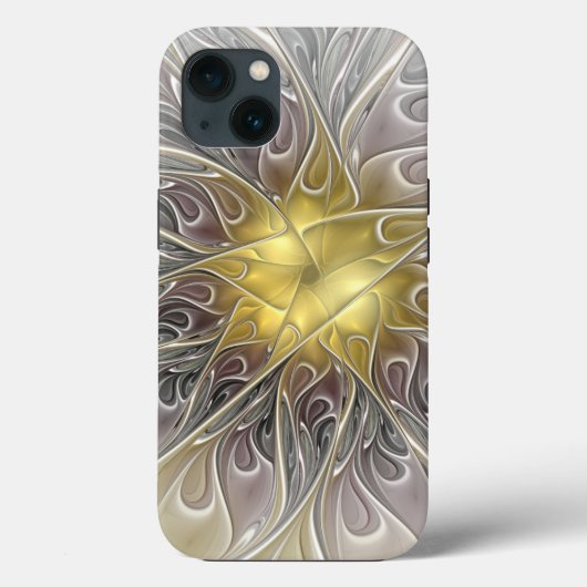 Bloei met gouden moderne abstracte fractale bloem Case-Mate iPhone case (Achterkant)